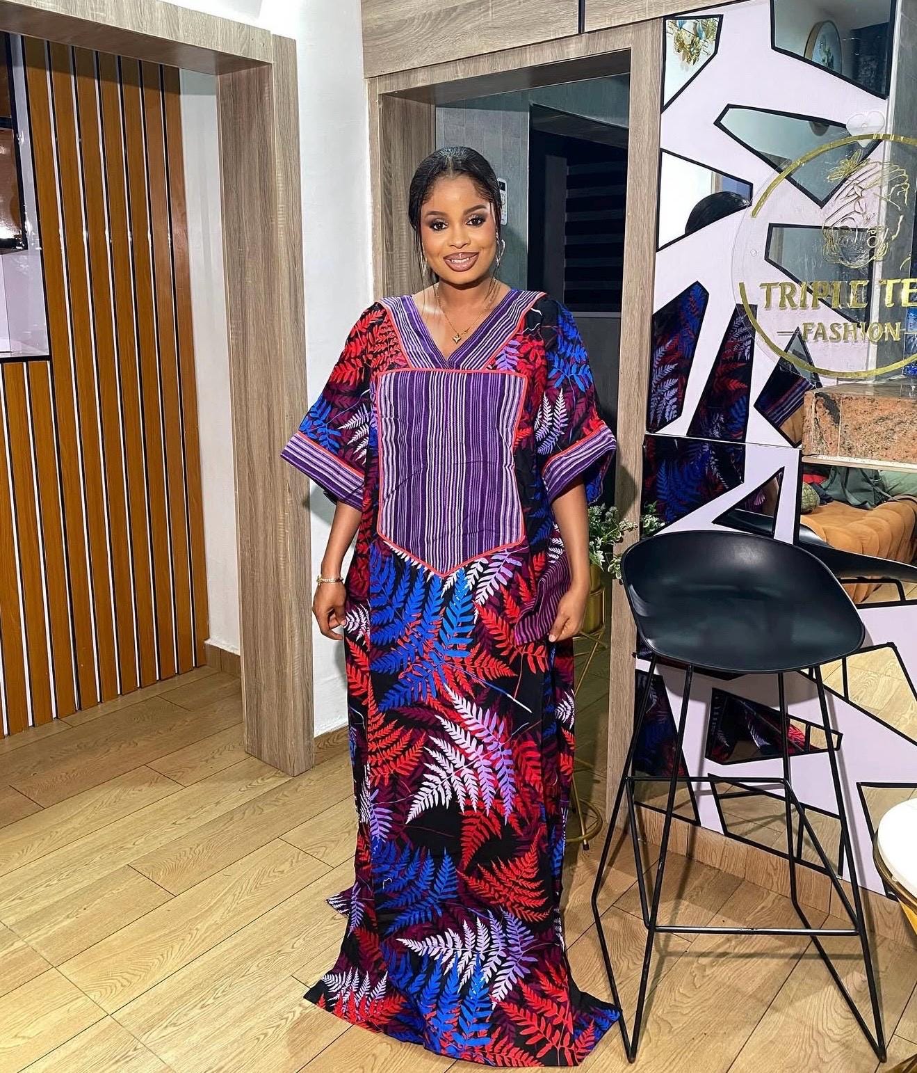 Handmade Ankara Kaftan Dress | African Print Boubou with Headtie
