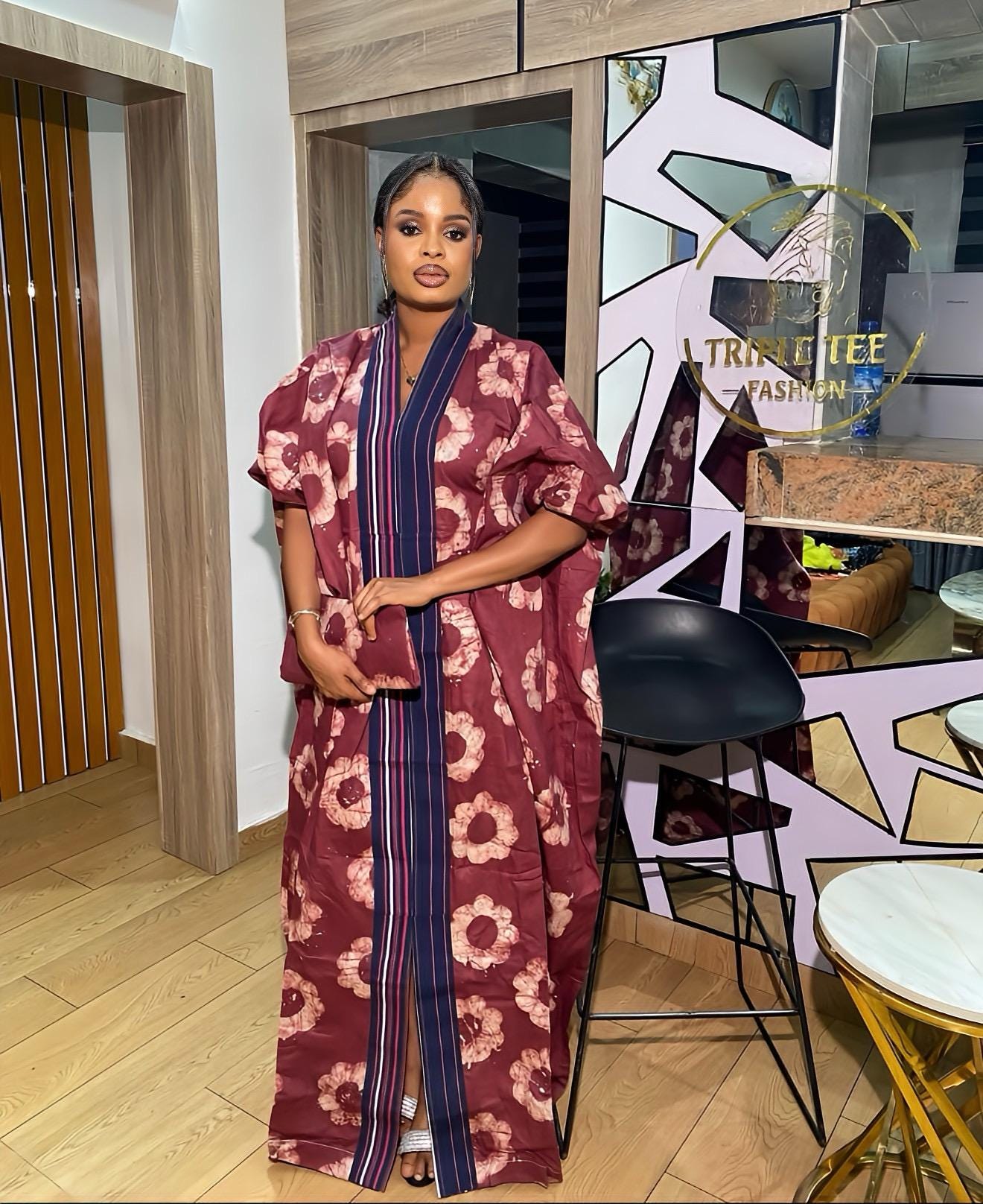 Handmade African Adire Batik Kaftan Dress | Nigerian Boubou