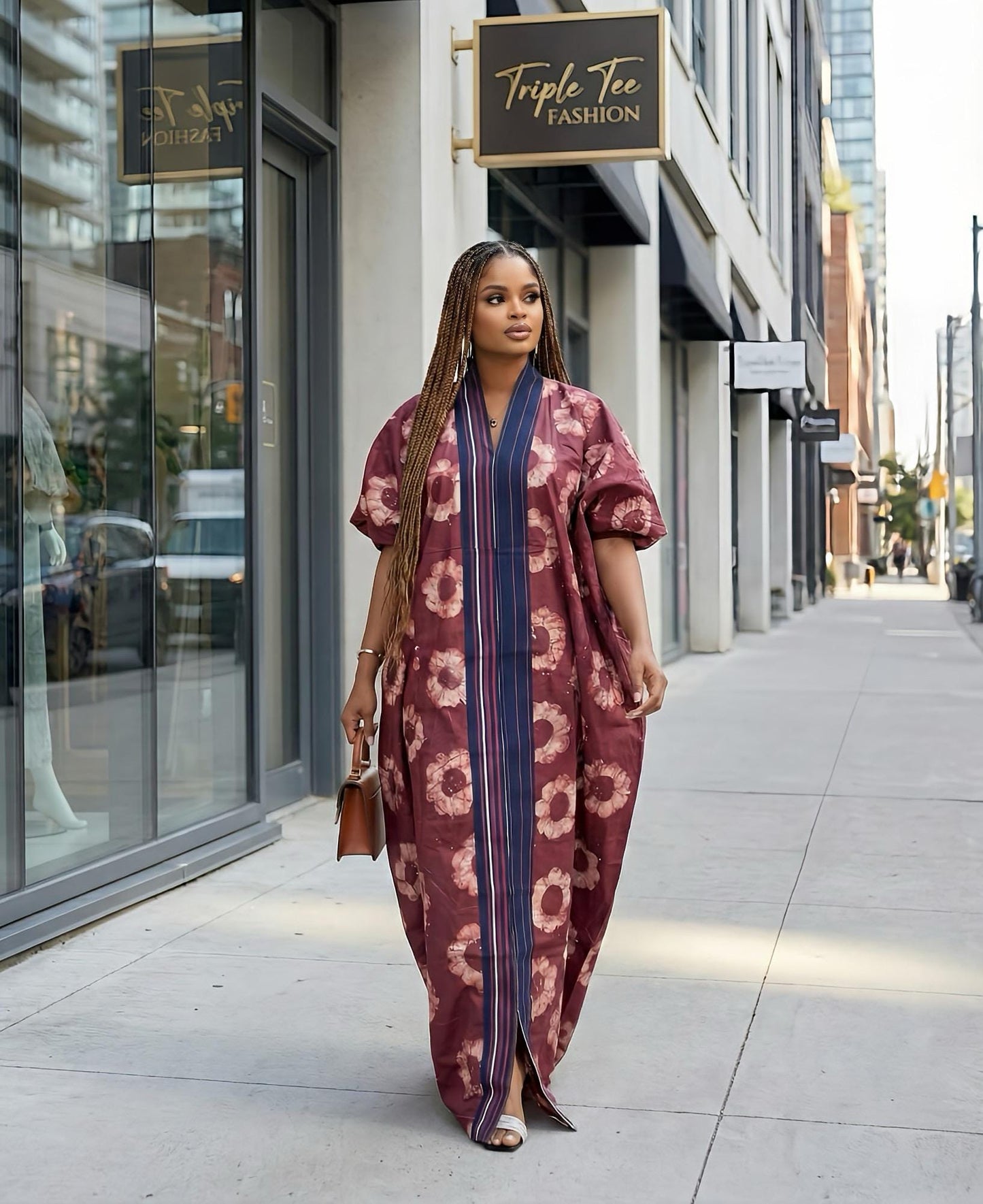 Handmade African Adire Batik Kaftan Dress | Nigerian Boubou