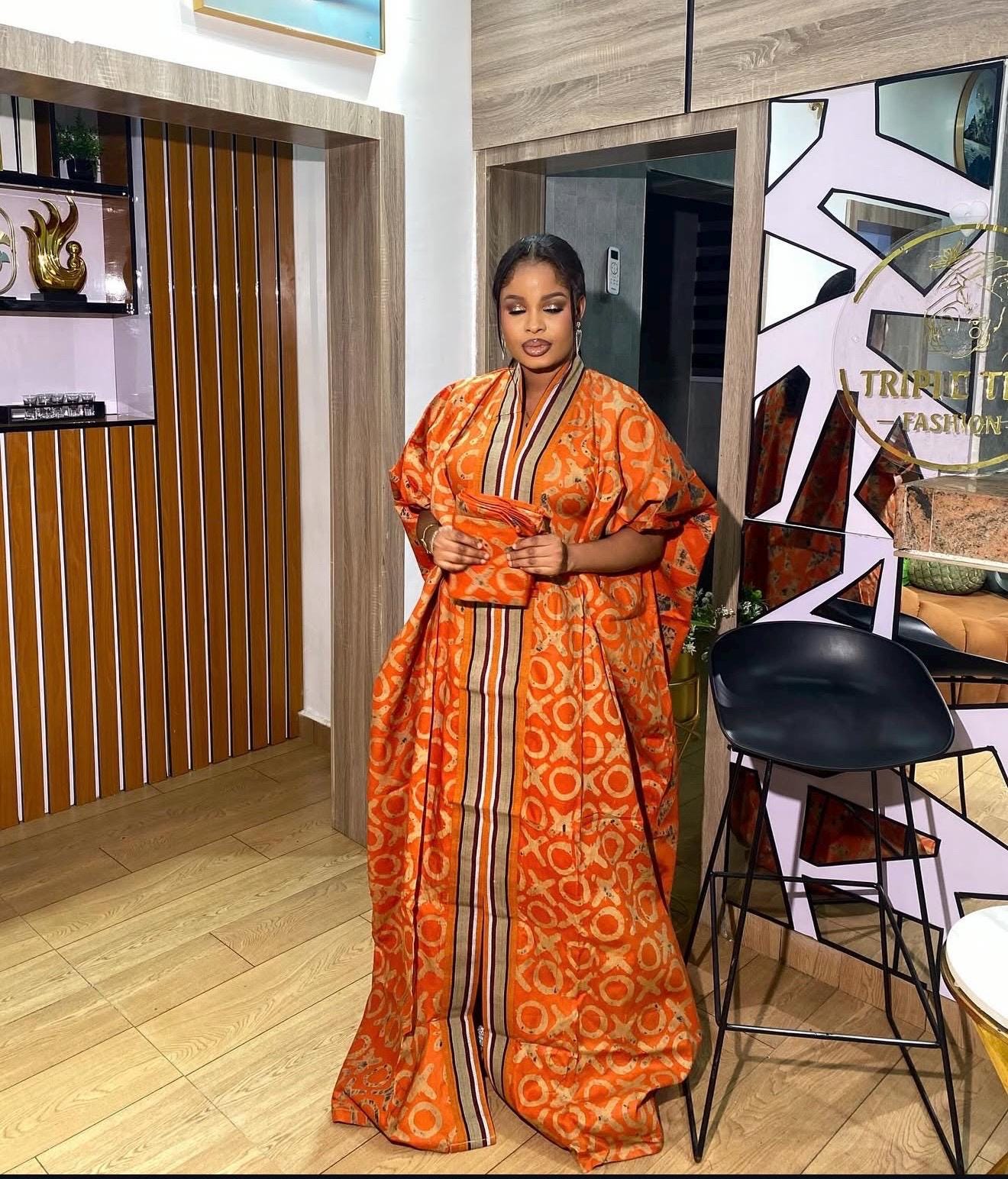 Handmade African Adire Batik Kaftan Dress | Nigerian Boubou