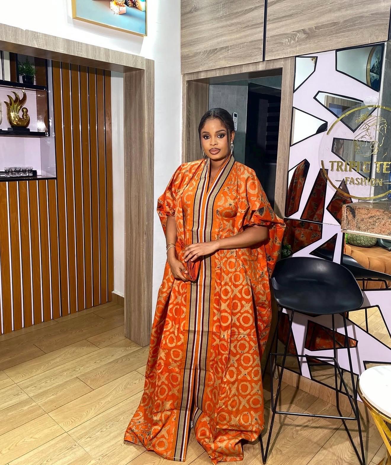 Handmade African Adire Batik Kaftan Dress | Nigerian Boubou
