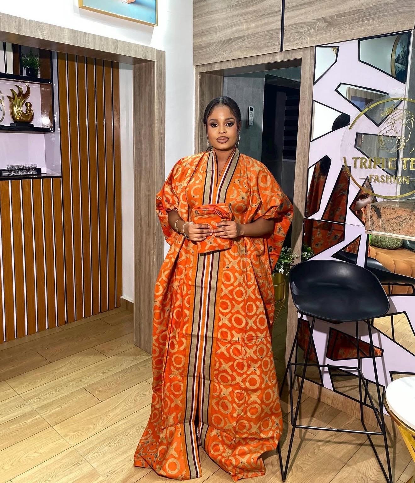 Handmade African Adire Batik Kaftan Dress | Nigerian Boubou