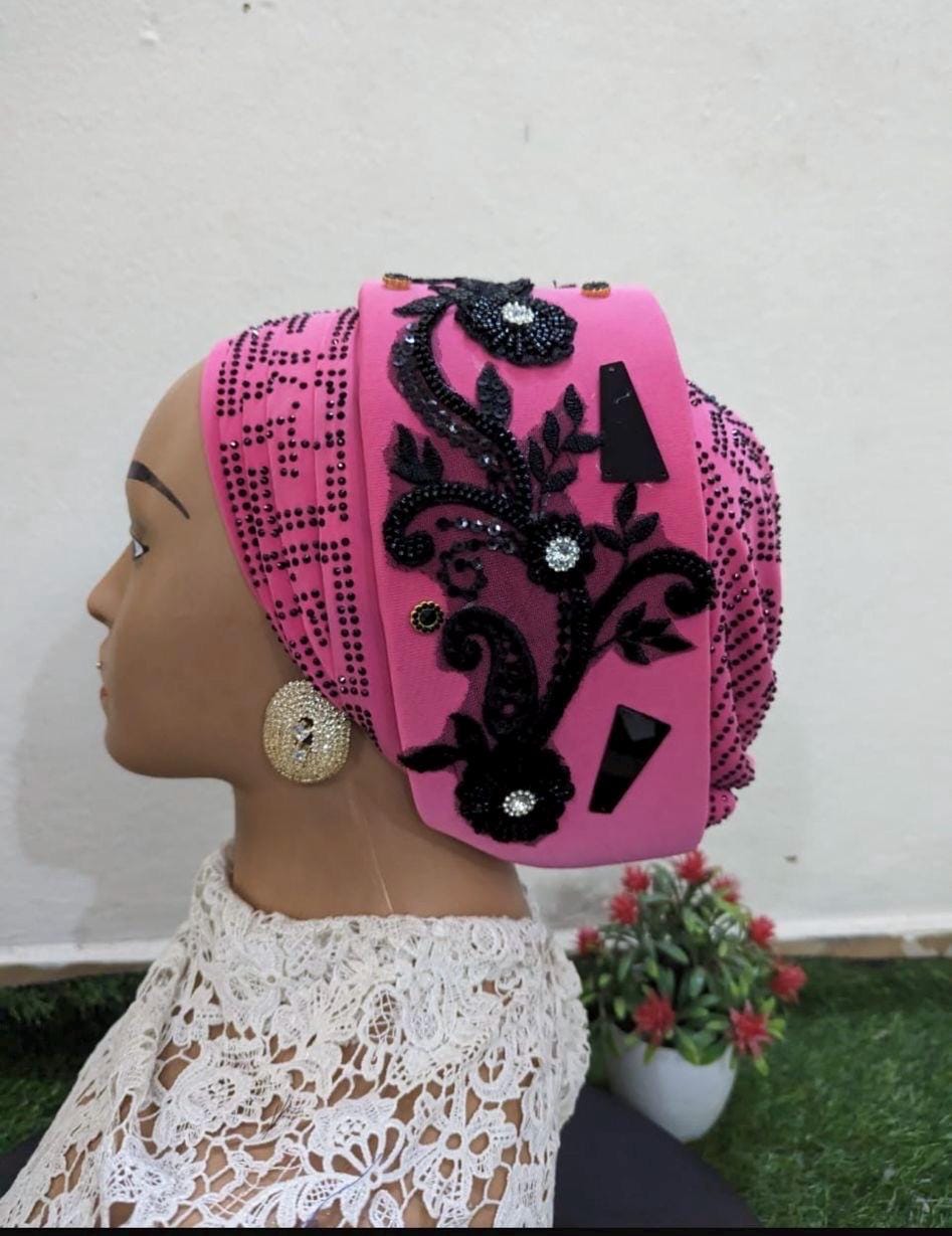Luxury Turban Hat for Ladies| Pre tied Hat| Zara cap| Eid |Pre styled Head Tie| Ready To Wear Turban Headtie| African Auto cap| Muslim Women