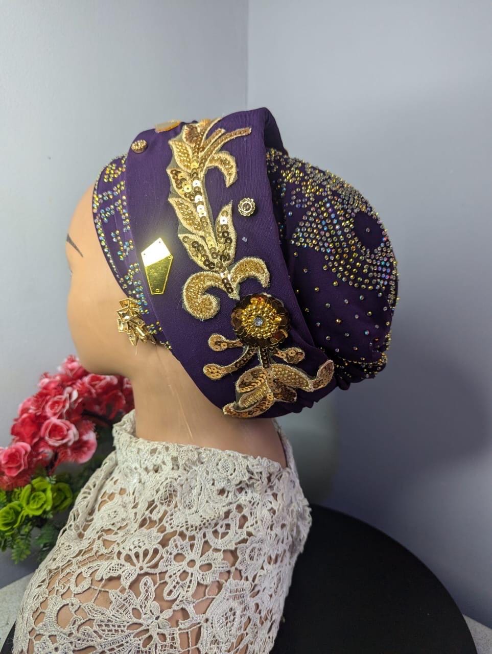 Luxury Turban Hat for Ladies| Pre tied Hat| Zara cap| Eid |Pre styled Head Tie| Ready To Wear Turban Headtie| African Auto cap| Muslim Women
