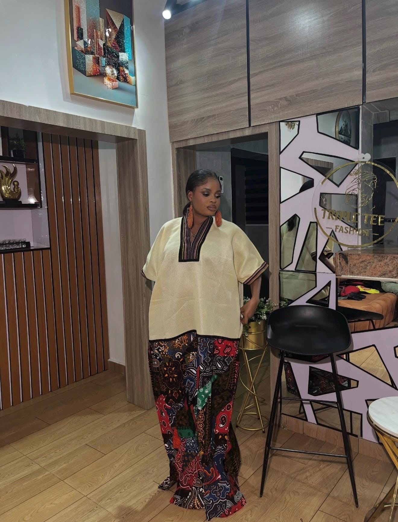 African Boubou Dress | Scuba Net Kaftan with Ankara Patchwork | Free Size Maxi Boubou | One Size Fits 2–20 | Luxury African Wear