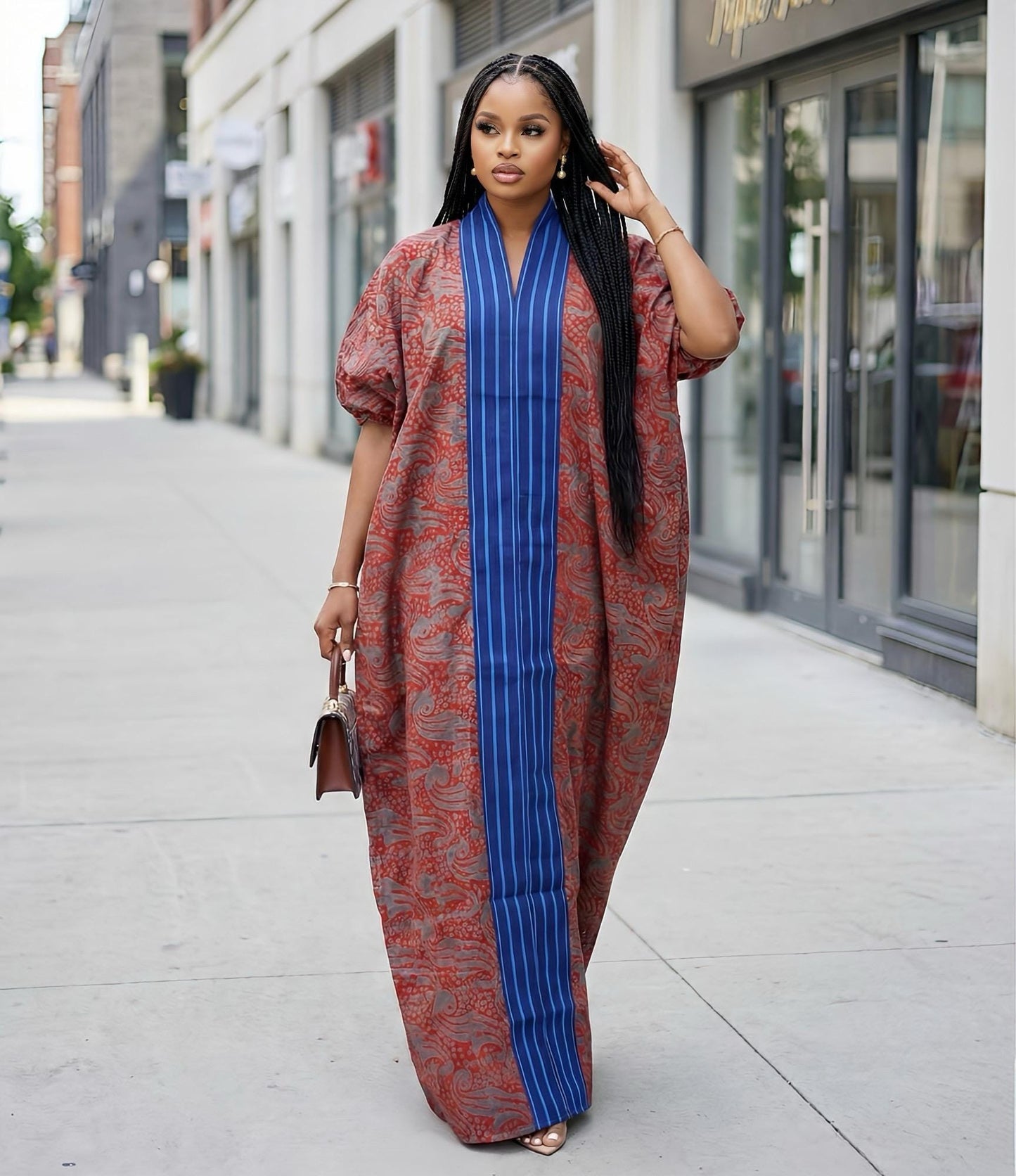 Handmade African Adire Batik Kaftan Dress | Nigerian Boubou
