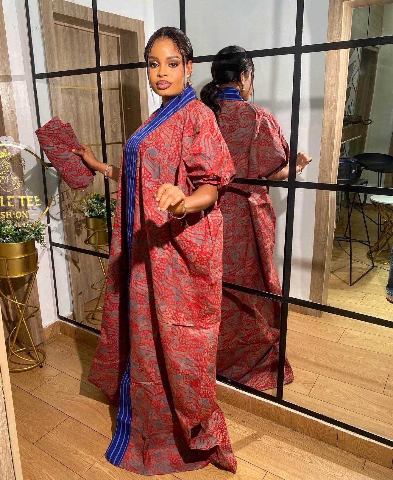 Handmade African Adire Batik Kaftan Dress | Nigerian Boubou