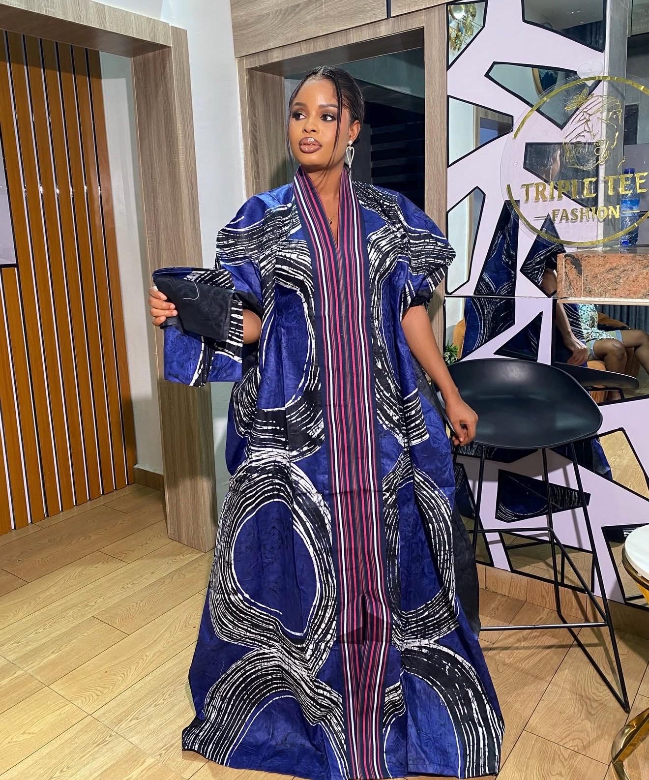 Handmade African Adire Batik Kaftan Dress | Nigerian Boubou