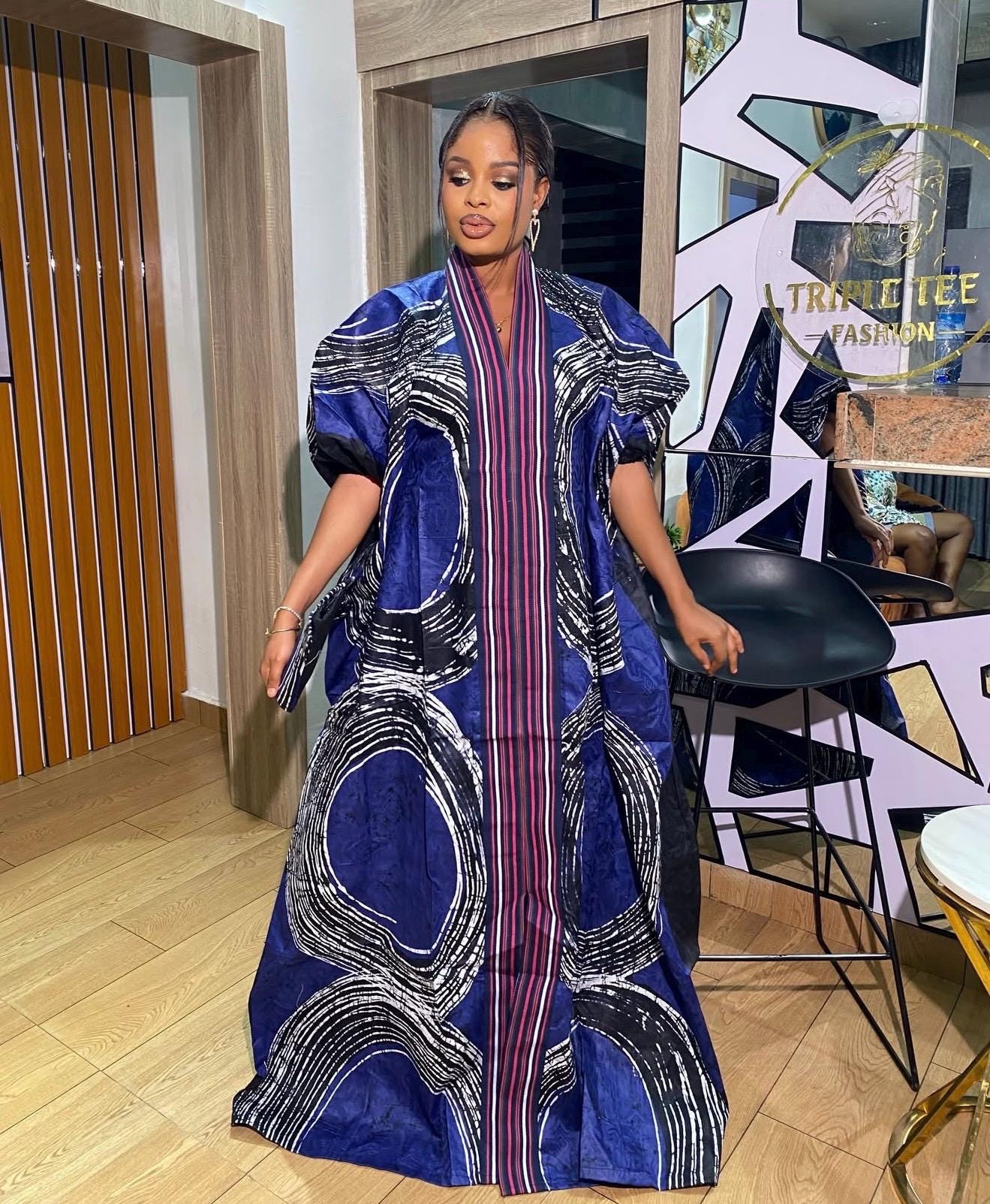 Handmade African Adire Batik Kaftan Dress | Nigerian Boubou