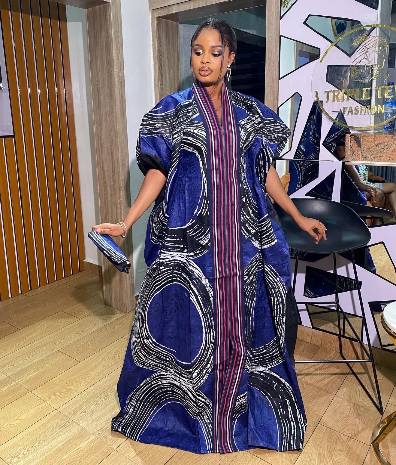 Handmade African Adire Batik Kaftan Dress | Nigerian Boubou