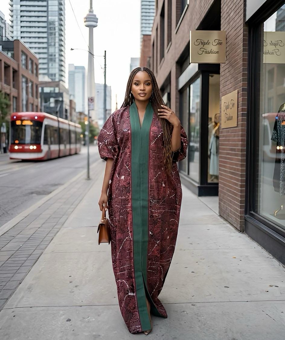 Handmade African Adire Batik Kaftan Dress | Nigerian Boubou