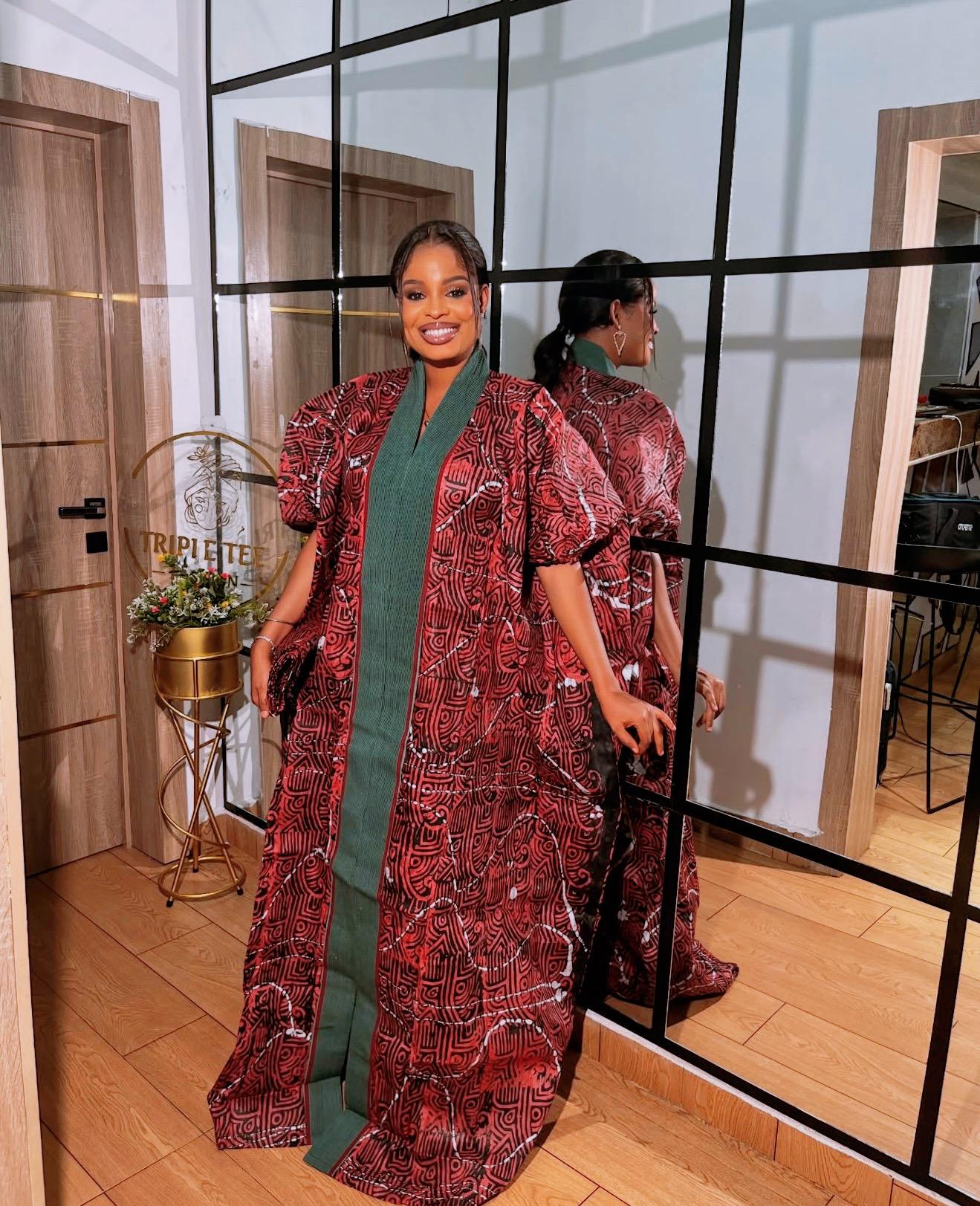 Handmade African Adire Batik Kaftan Dress | Nigerian Boubou