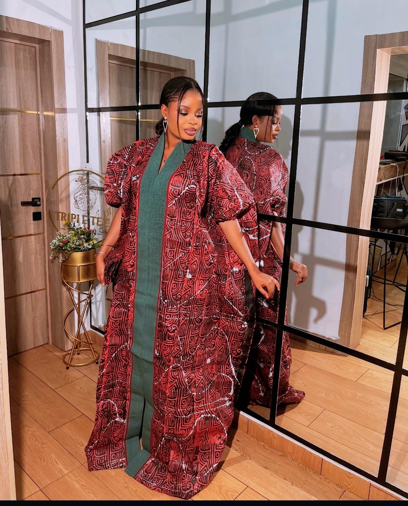 Handmade African Adire Batik Kaftan Dress | Nigerian Boubou