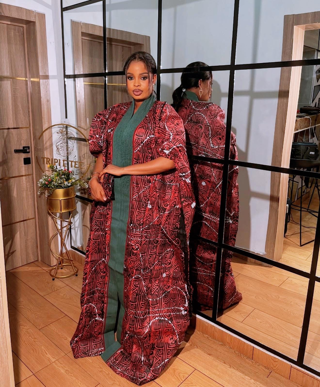 Handmade African Adire Batik Kaftan Dress | Nigerian Boubou