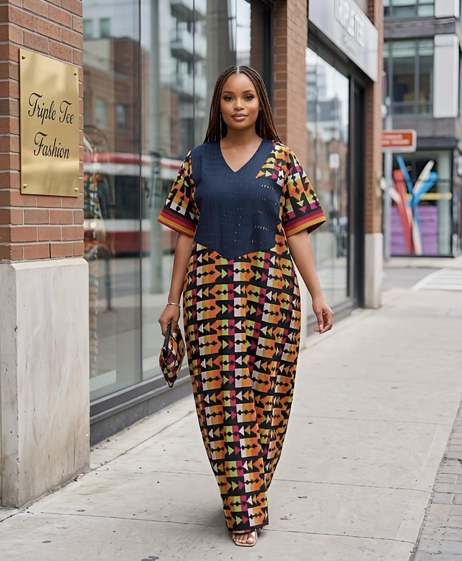Akwete Aso Oke Boubou Dress with Scarf | African Kaftan, Traditional Nigerian Wear