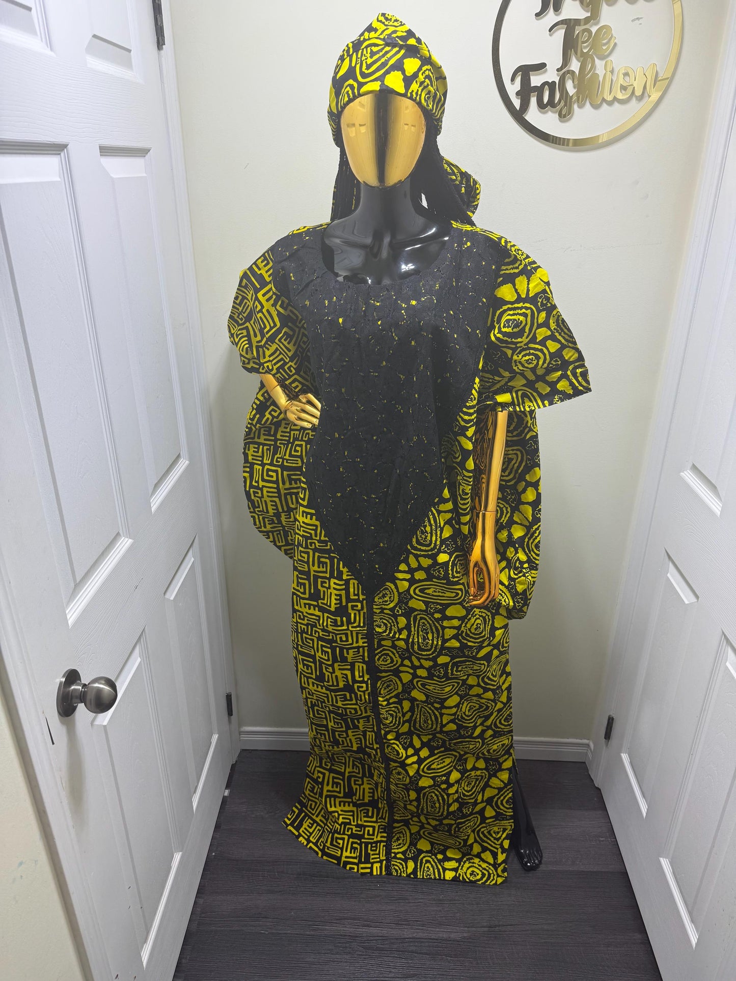 African Ankara Print Kaftan Dress | Nigerian Made Boubou | 100% Cotton One Size Fits All