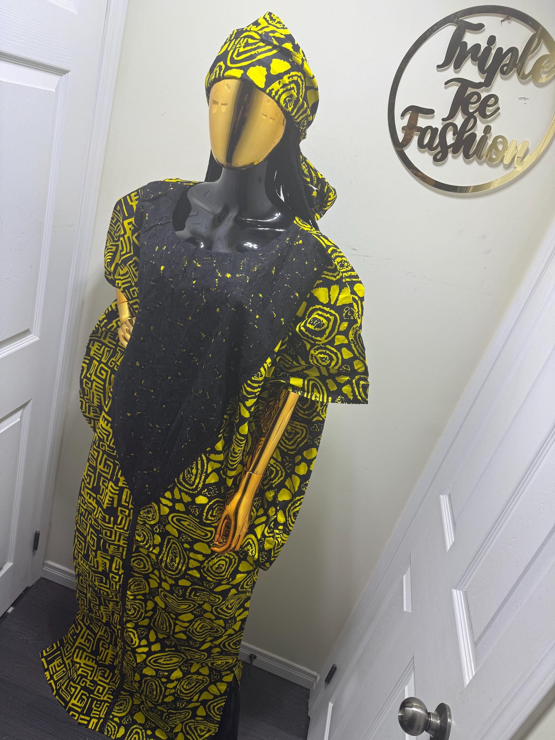 African Ankara Print Kaftan Dress | Nigerian Made Boubou | 100% Cotton One Size Fits All