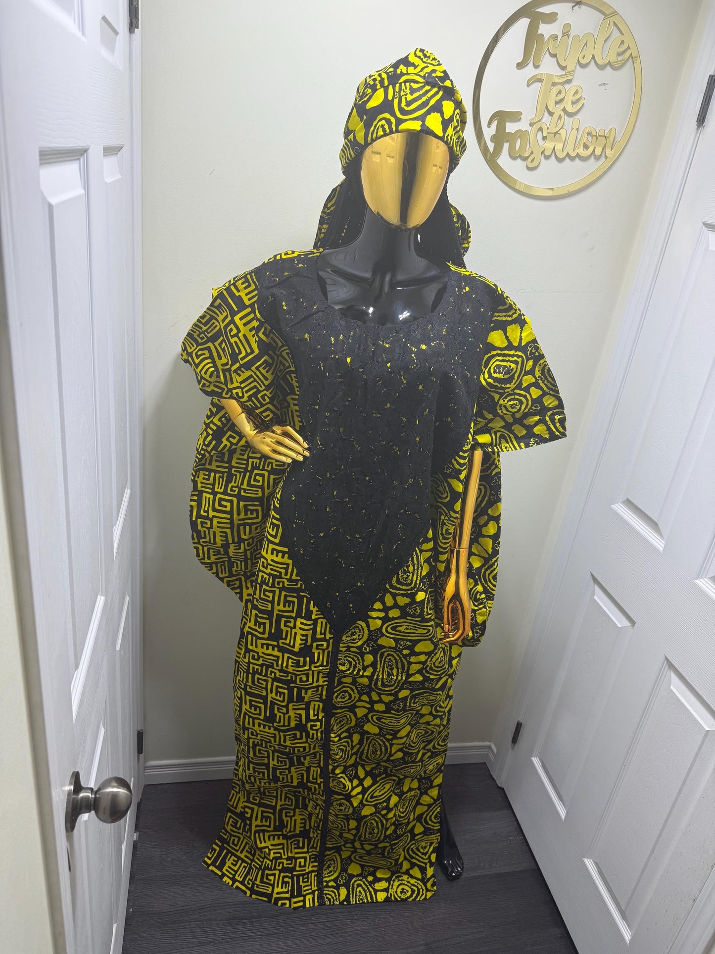 African Ankara Print Kaftan Dress | Nigerian Made Boubou | 100% Cotton One Size Fits All