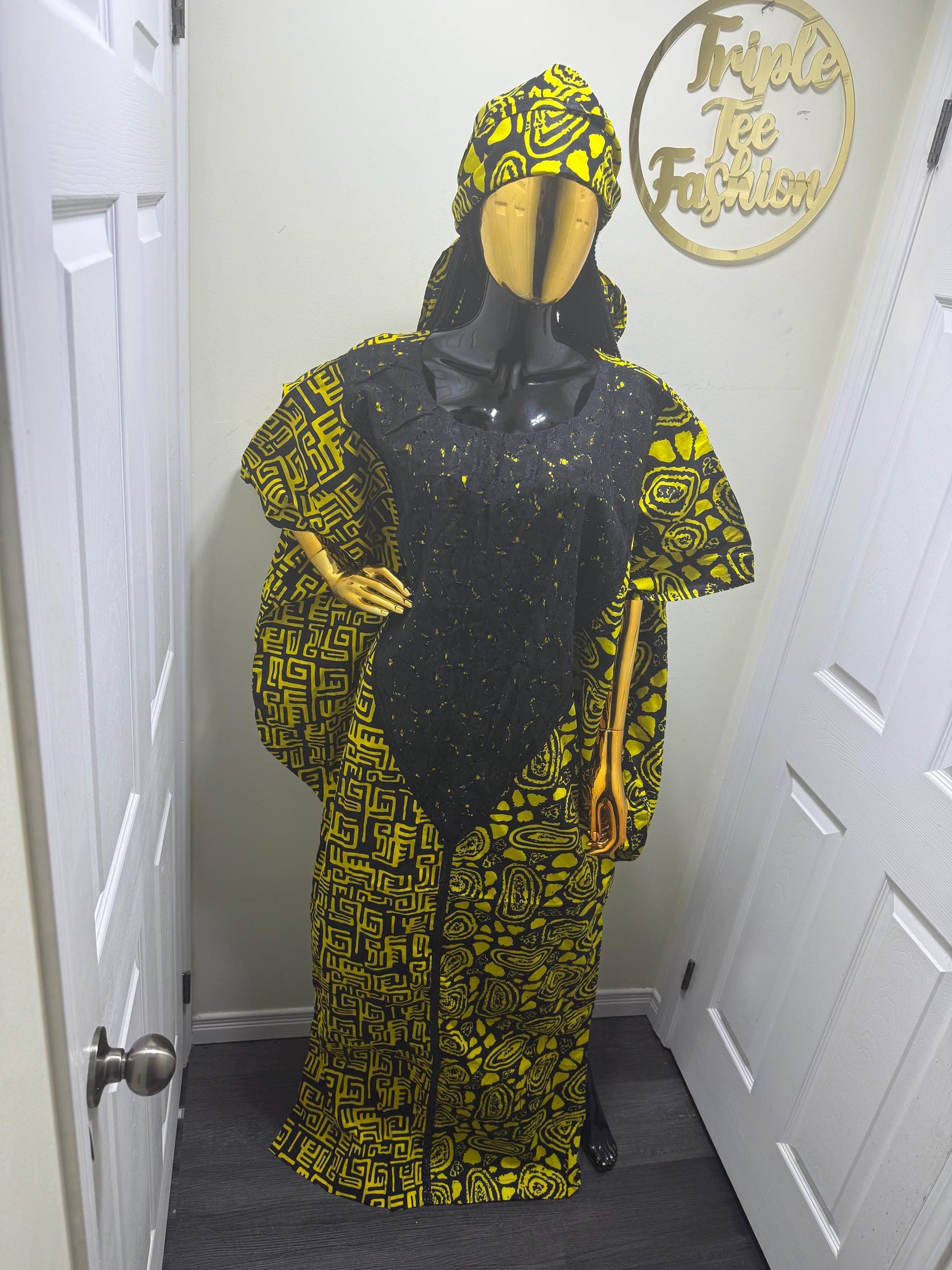 African Ankara Print Kaftan Dress | Nigerian Made Boubou | 100% Cotton One Size Fits All