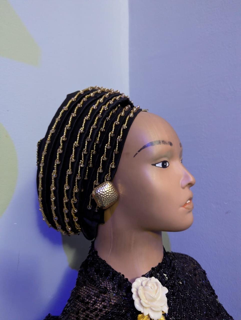 Duchess Silk Turban Hat with Crystals | Pre-tied African Headwrap