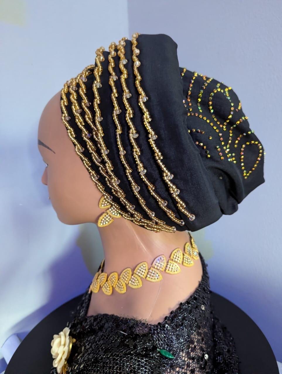 Duchess Silk Turban Hat with Crystals | Pre-tied African Headwrap