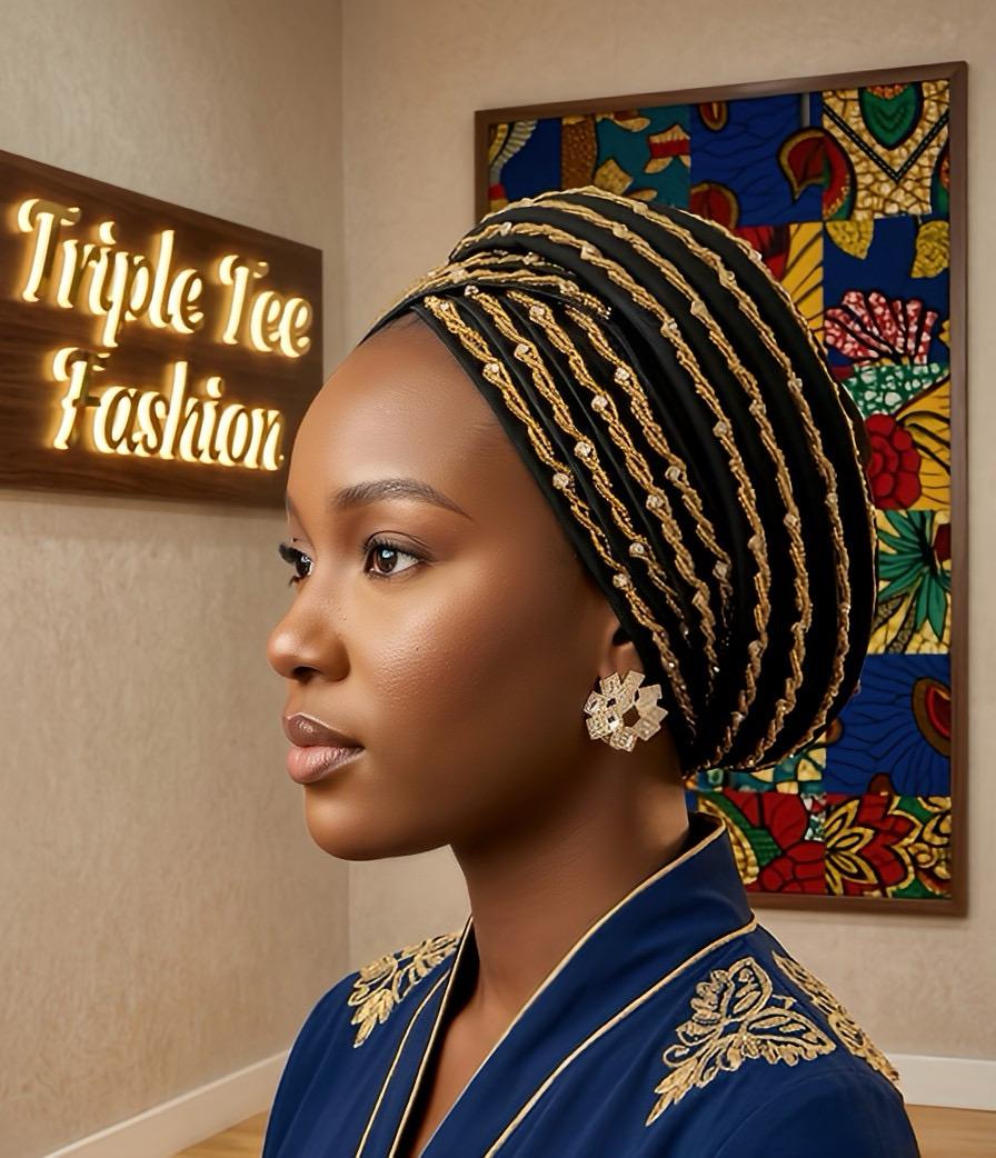 Duchess Silk Turban Hat with Crystals | Pre-tied African Headwrap