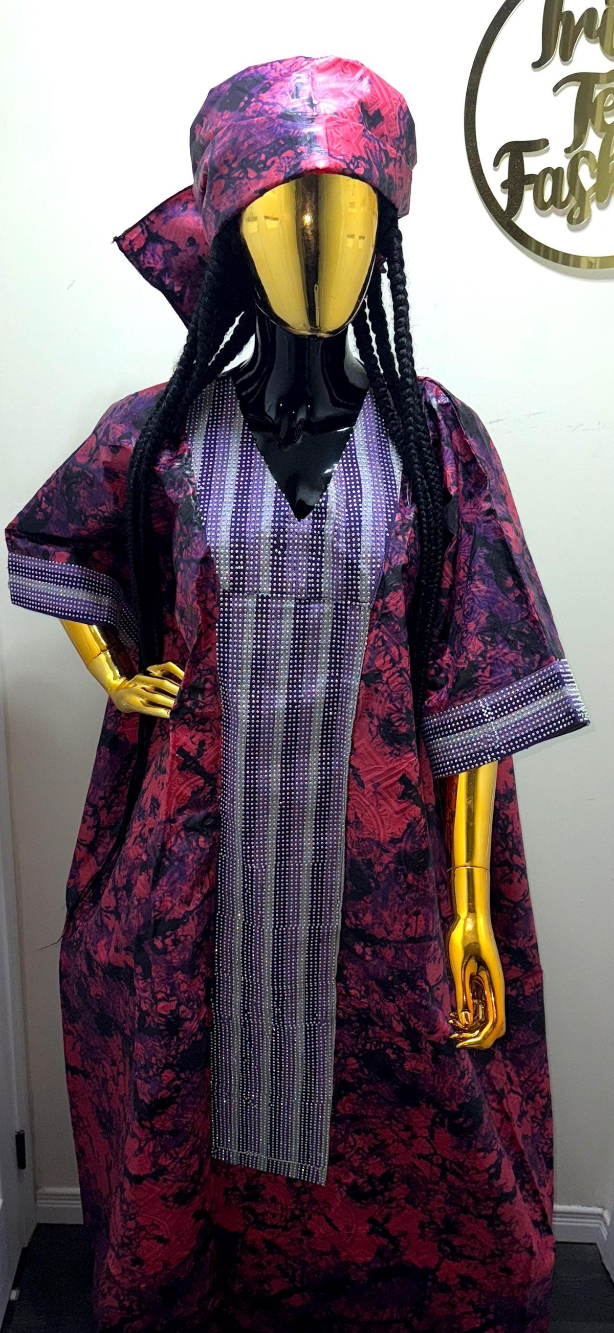 African Print Kampala Boubou Dress | One Size Kaftan