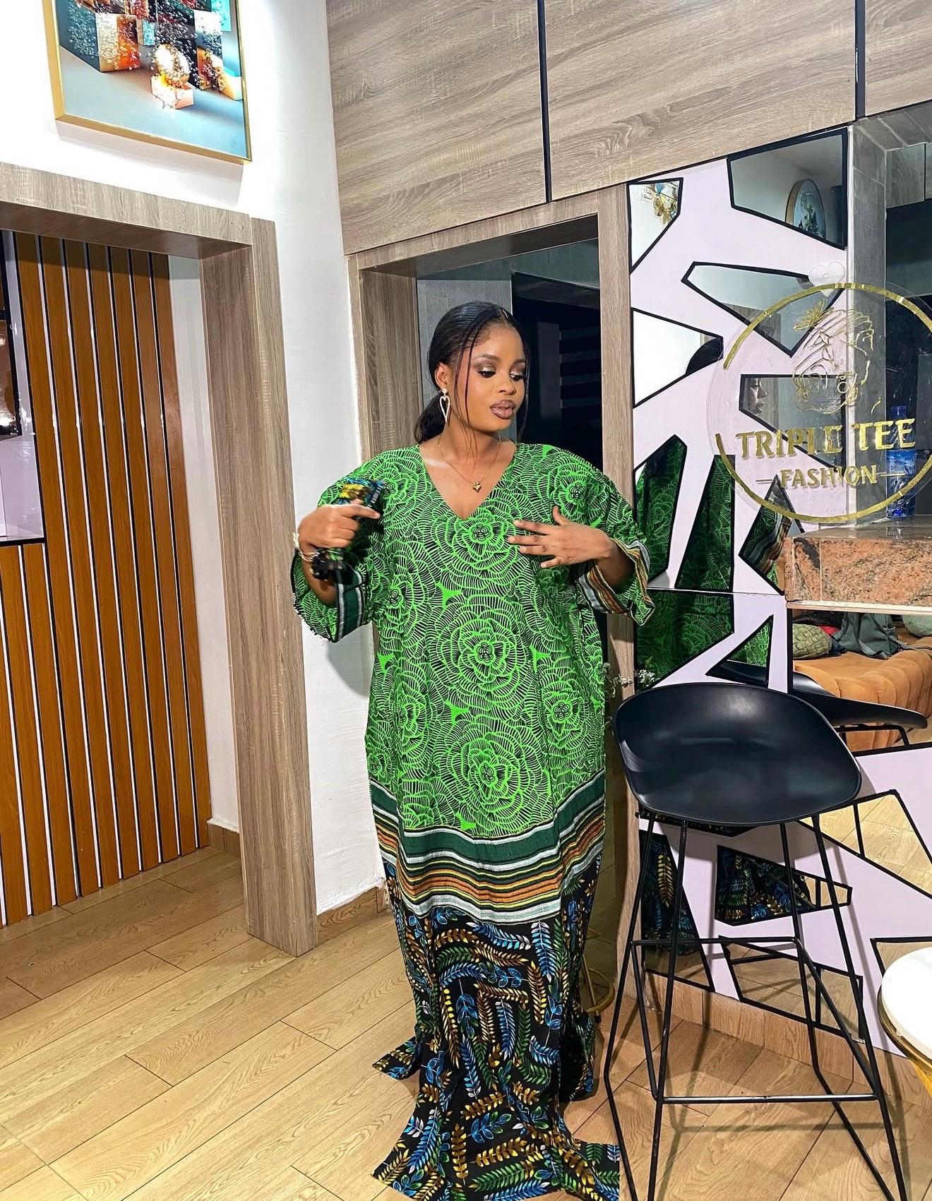 Handmade Ankara Kaftan | Nigerian Print Dress with Headtie