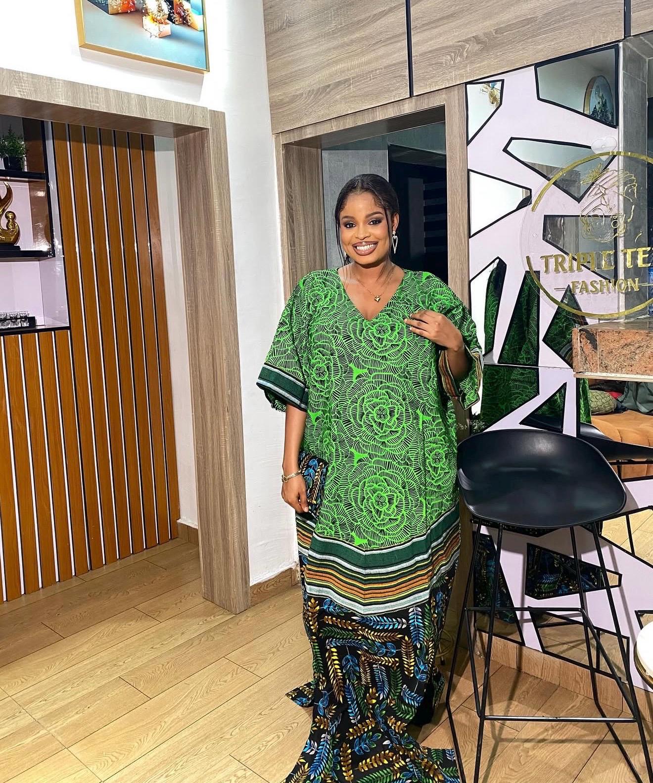 Handmade Ankara Kaftan | Nigerian Print Dress with Headtie