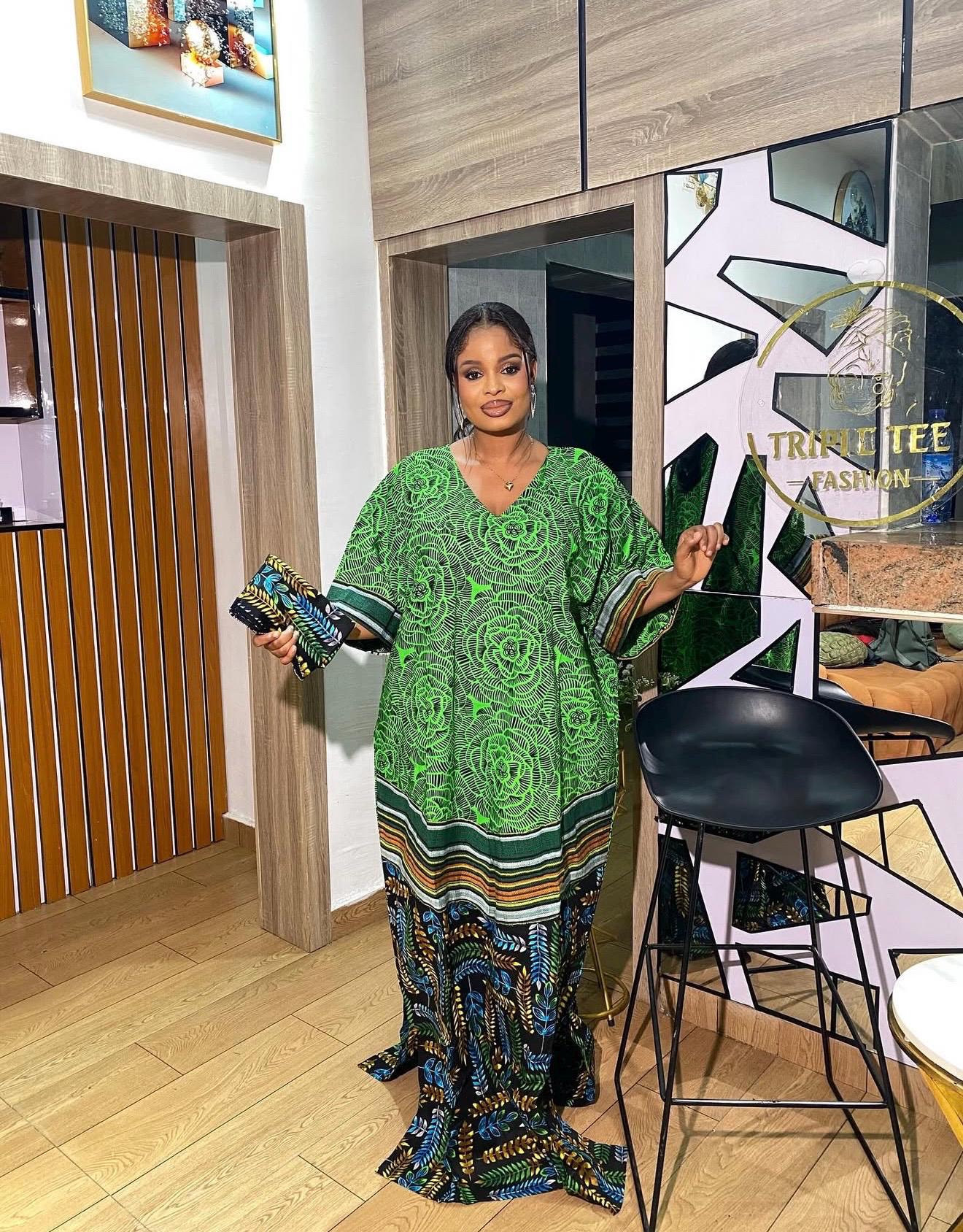 Handmade Ankara Kaftan | Nigerian Print Dress with Headtie