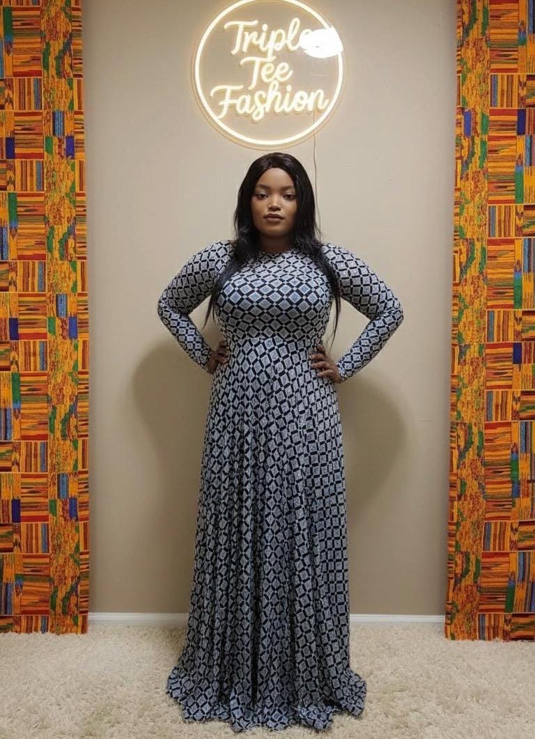 Bloom Mesh Maxi Dress – African-Inspired Floral Elegance | Sizes 12 & 14 | Triple Tee Fashion