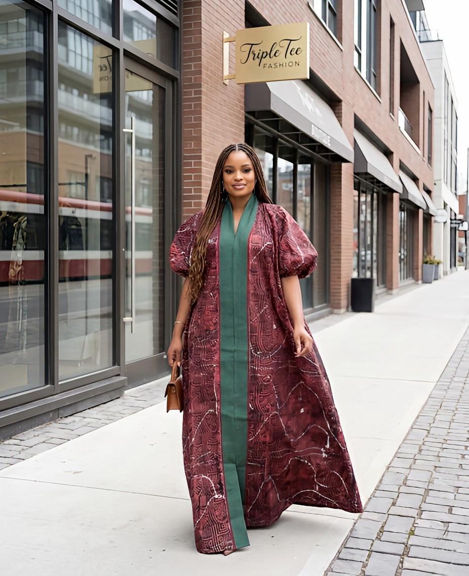 Handmade African Adire Batik Kaftan Dress | Nigerian Boubou