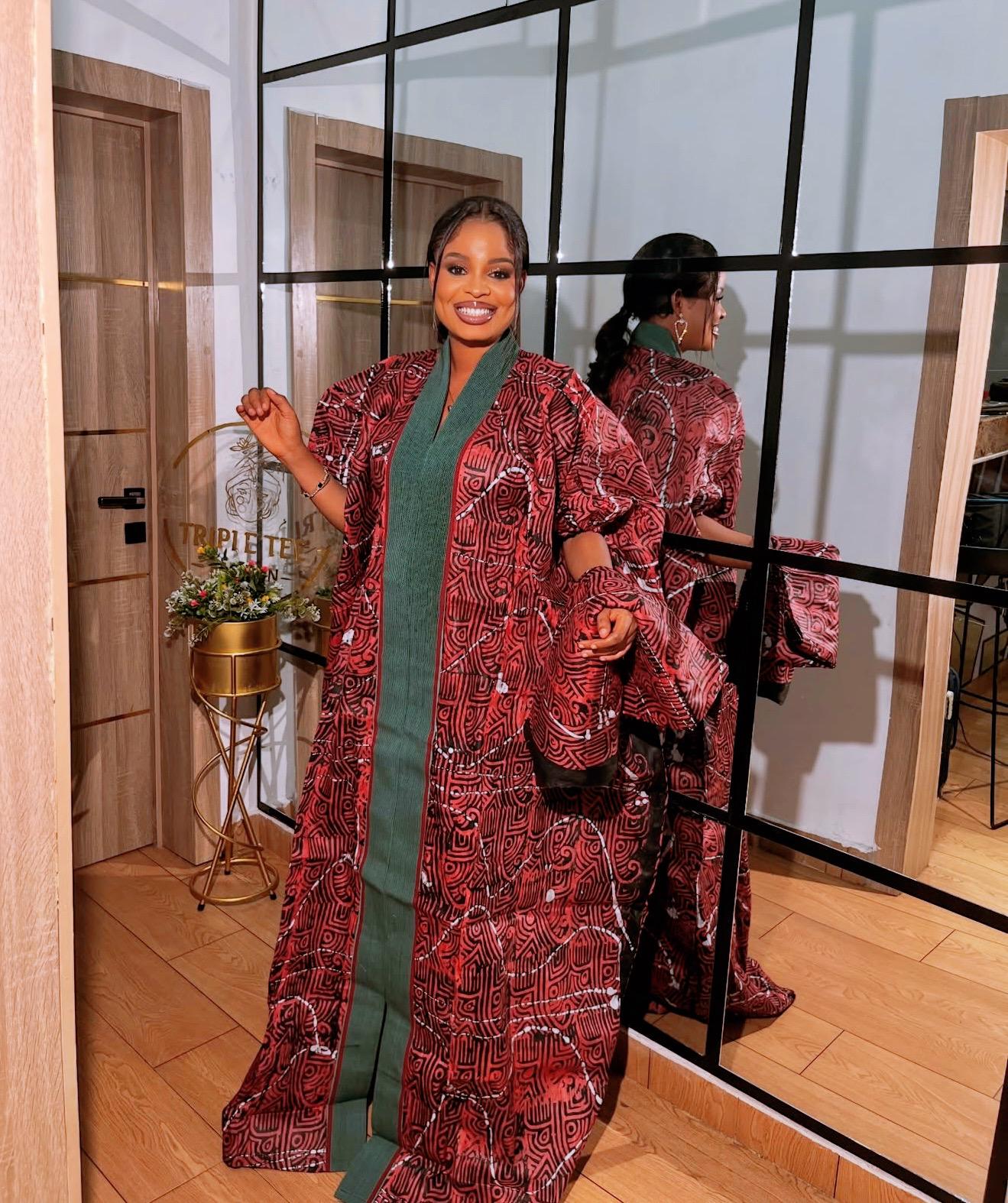 Handmade African Adire Batik Kaftan Dress | Nigerian Boubou