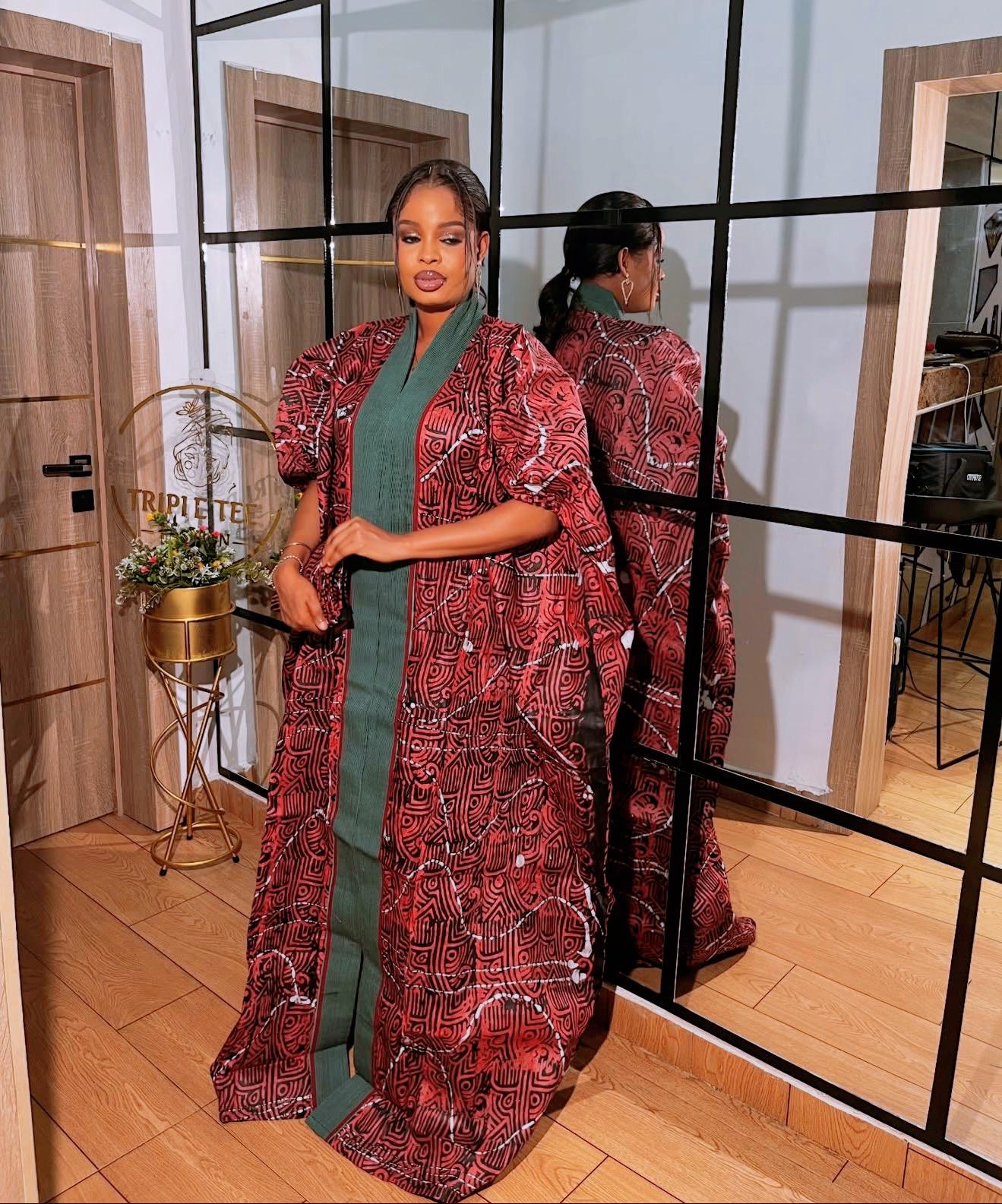 Handmade African Adire Batik Kaftan Dress | Nigerian Boubou