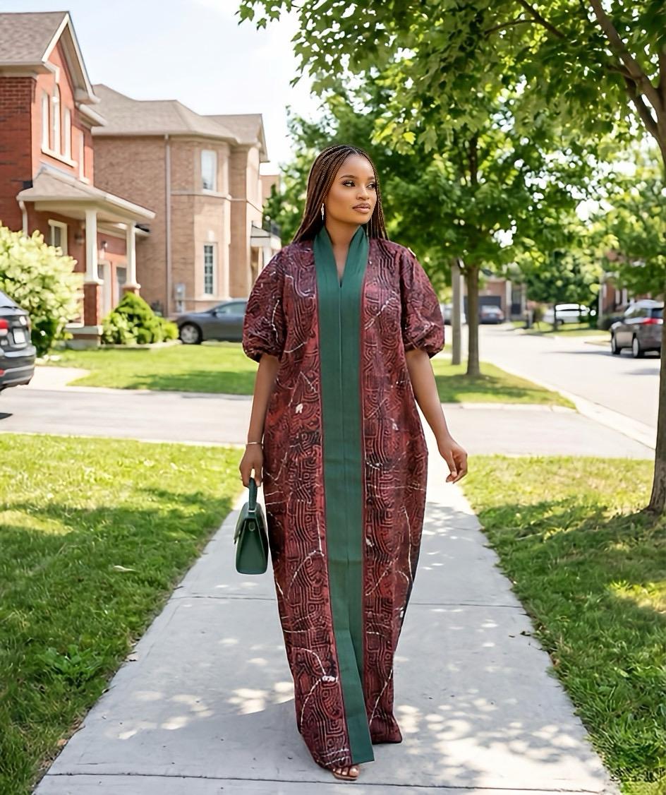 Handmade African Adire Batik Kaftan Dress | Nigerian Boubou