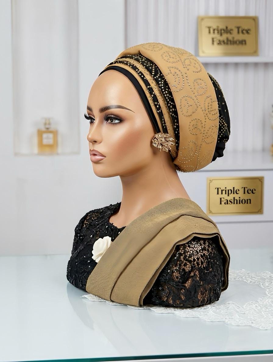 Luxury Duchess Silk Turban Hat | Pre-Tied, Beaded Headtie