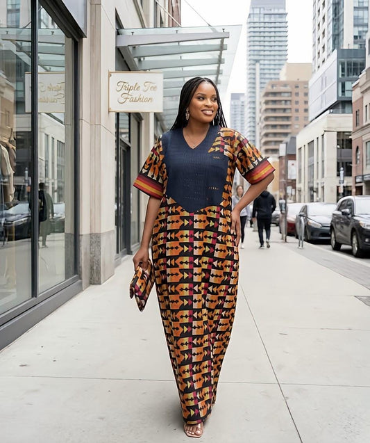 Akwete Aso Oke Boubou Dress with Scarf | African Kaftan, Traditional Nigerian Wear