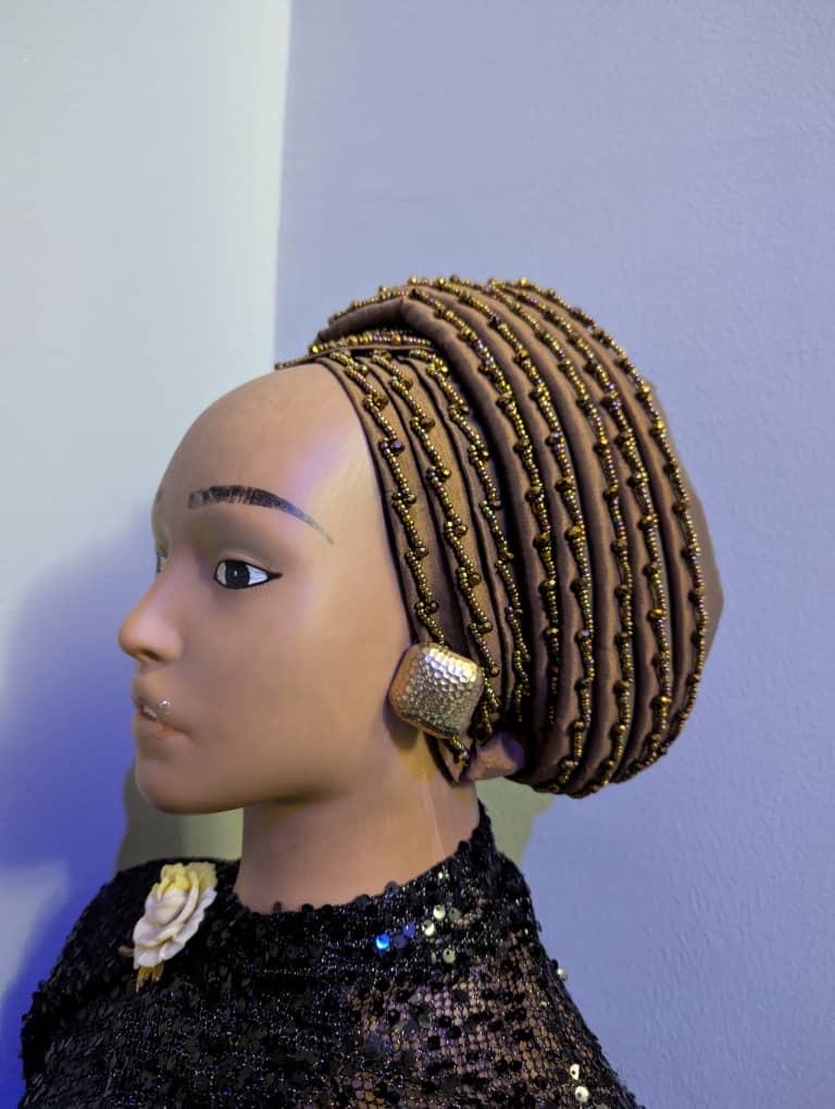 Duchess Silk Turban Hat with Crystals | Pre-tied African Headwrap