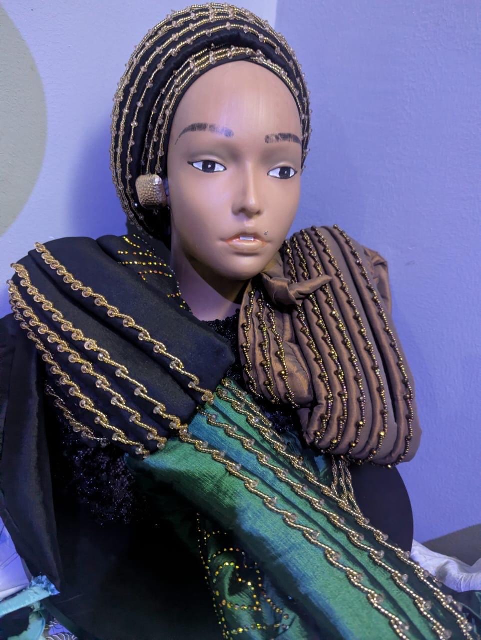 Duchess Silk Turban Hat with Crystals | Pre-tied African Headwrap
