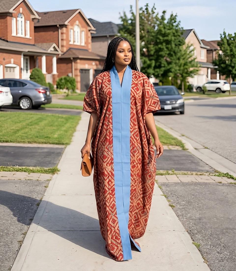 Handmade African Adire Batik Kaftan Dress | Nigerian Boubou