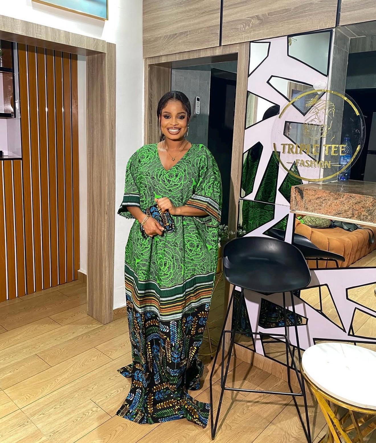 Handmade Ankara Kaftan | Nigerian Print Dress with Headtie