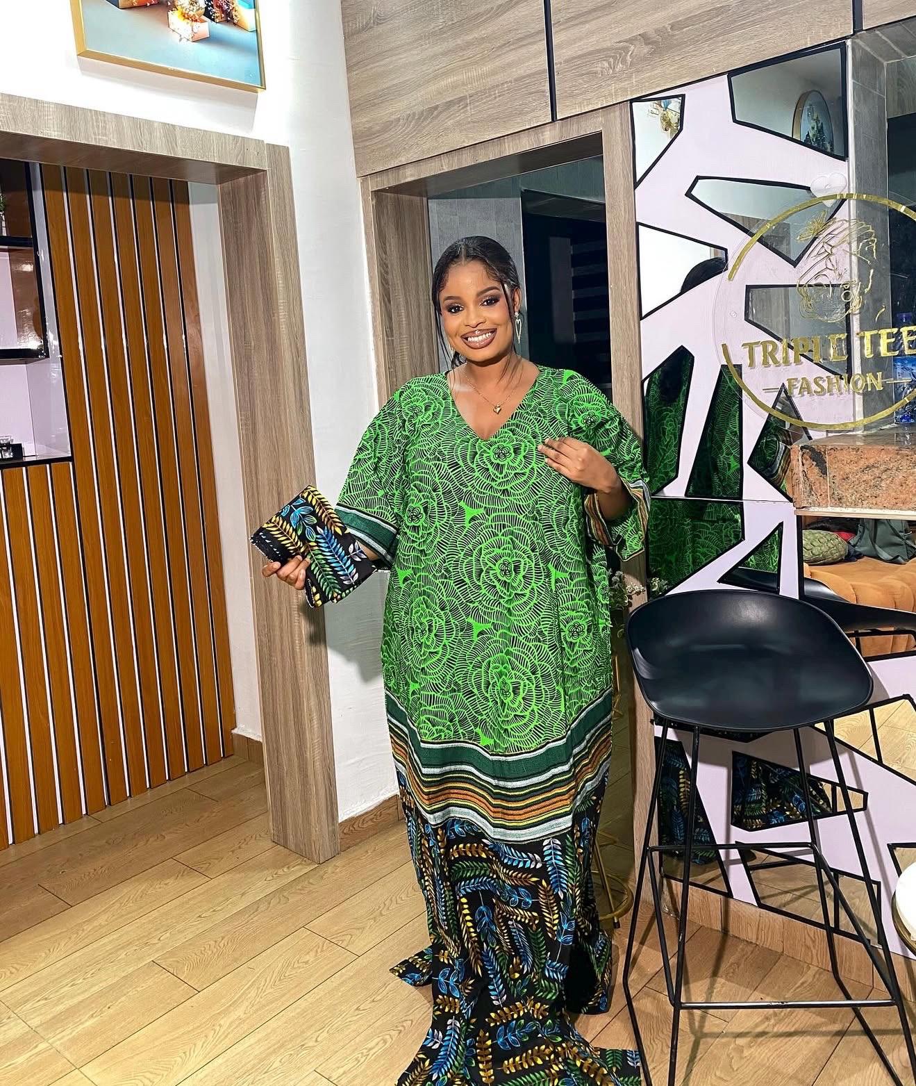 Handmade Ankara Kaftan | Nigerian Print Dress with Headtie