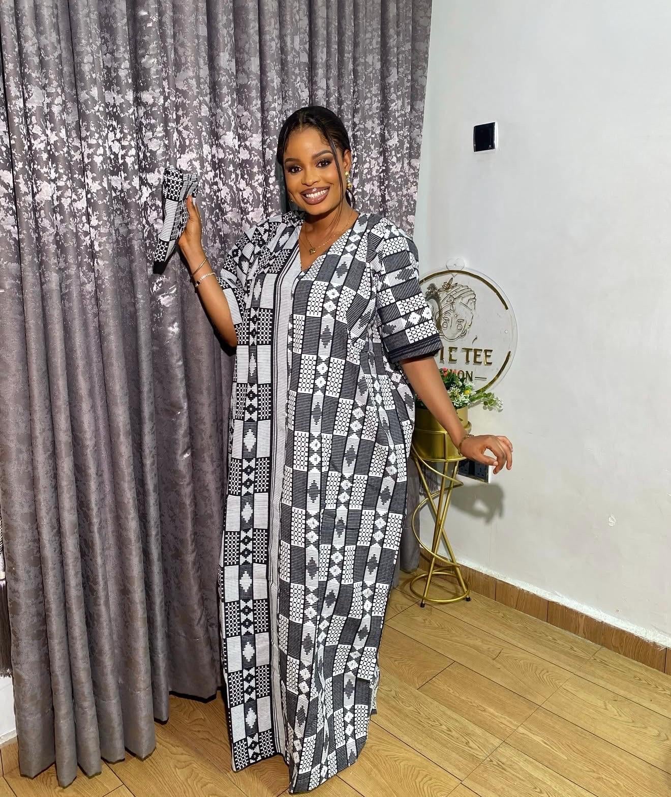 Authentic Akwete Boubou Dress with Scarf | African Kaftan, Traditional Nigerian Wear