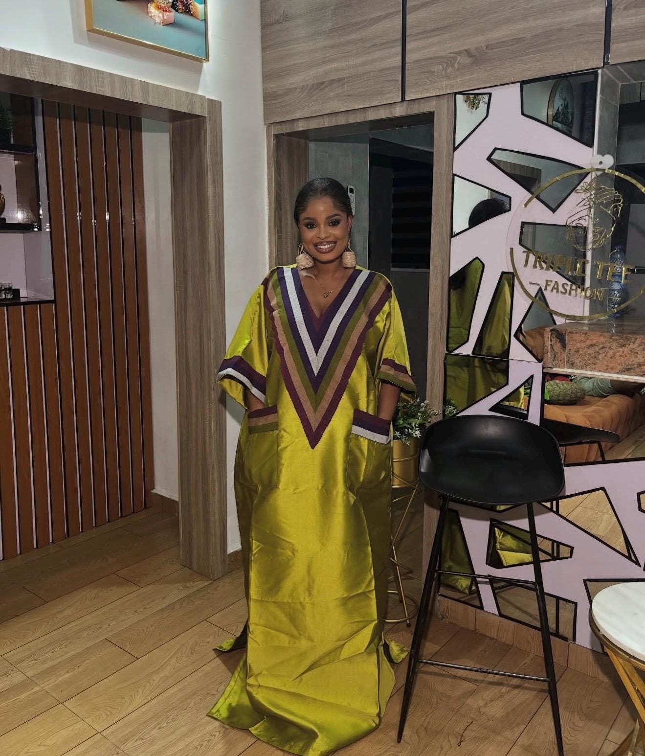 Mikado Boubou Kaftan with Aso Oke Detail | Nigerian Party Dress