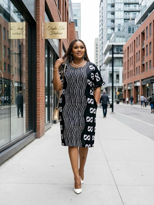 African Ankara short Dress | Nigerian Boubou Kaftan, Cotton