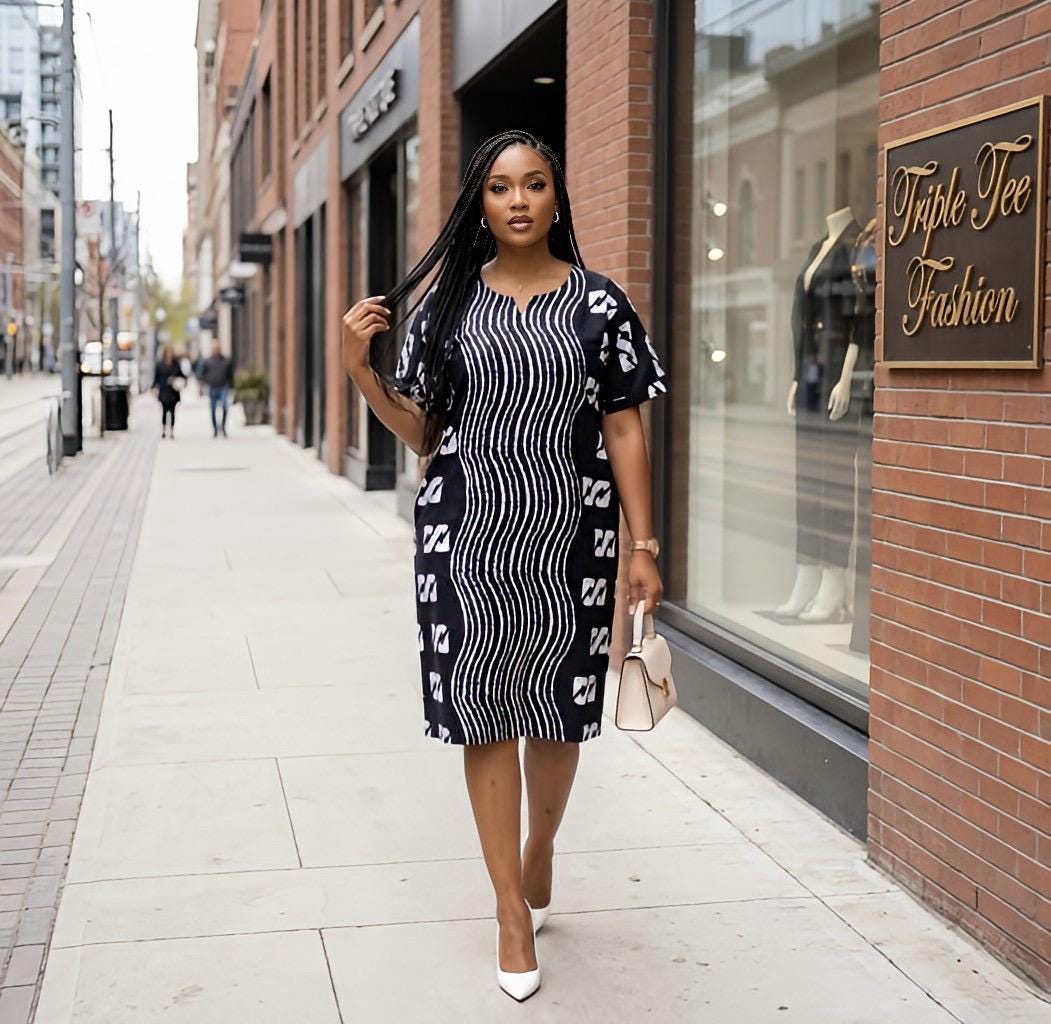 African Ankara short Dress | Nigerian Boubou Kaftan, Cotton