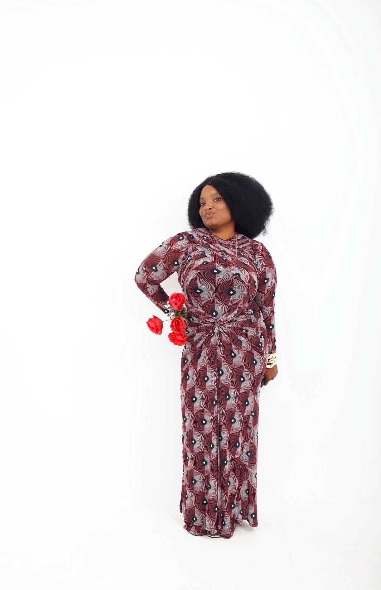 Bloom Mesh Maxi Dress – African-Inspired Floral Elegance | Sizes 12 & 14 | Triple Tee Fashion