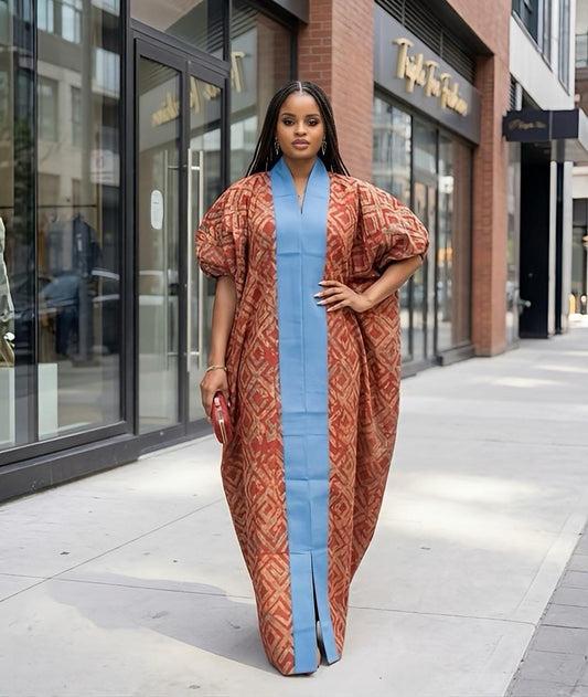 Handmade African Adire Batik Kaftan Dress | Nigerian Boubou