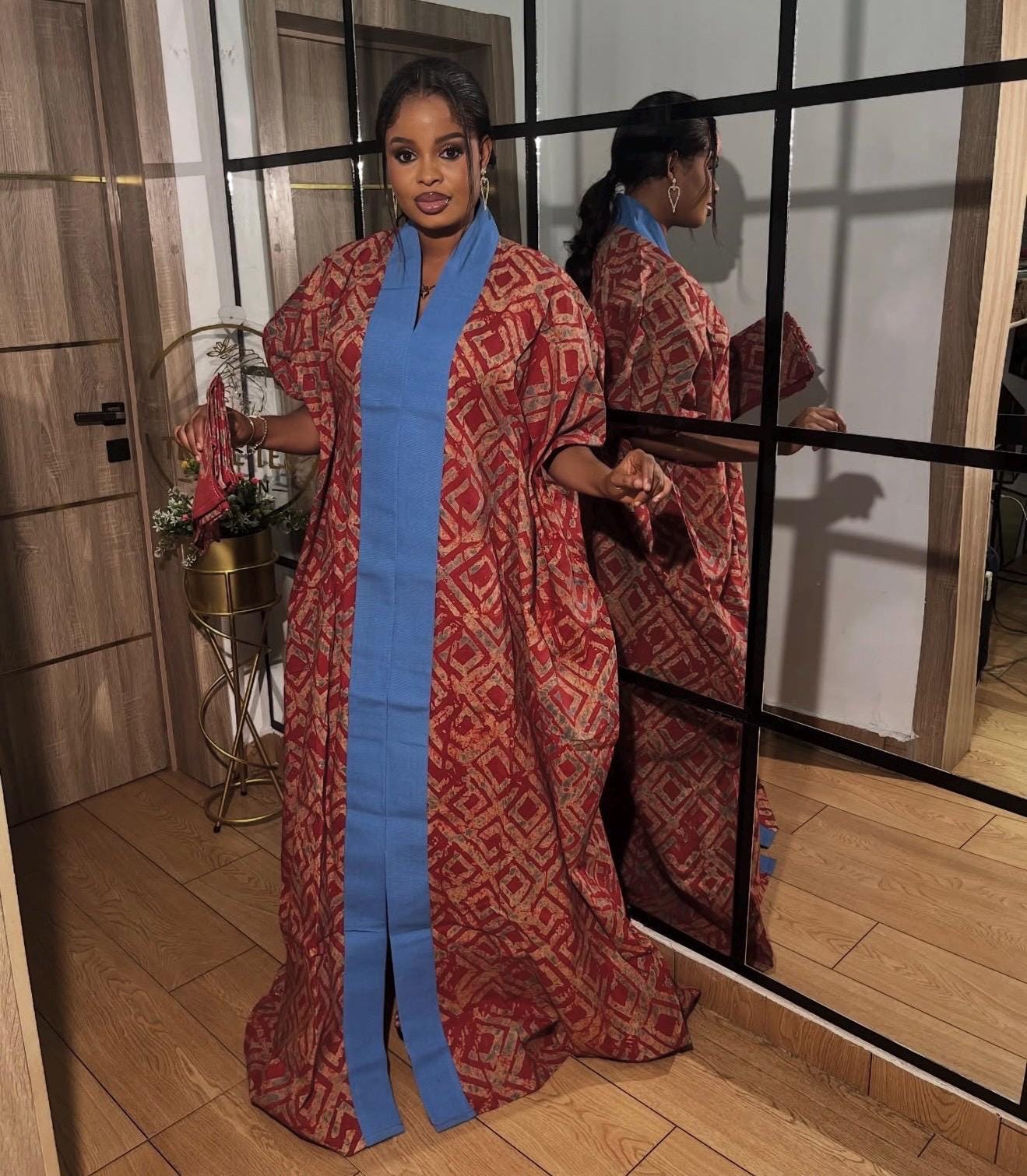 Handmade African Adire Batik Kaftan Dress | Nigerian Boubou