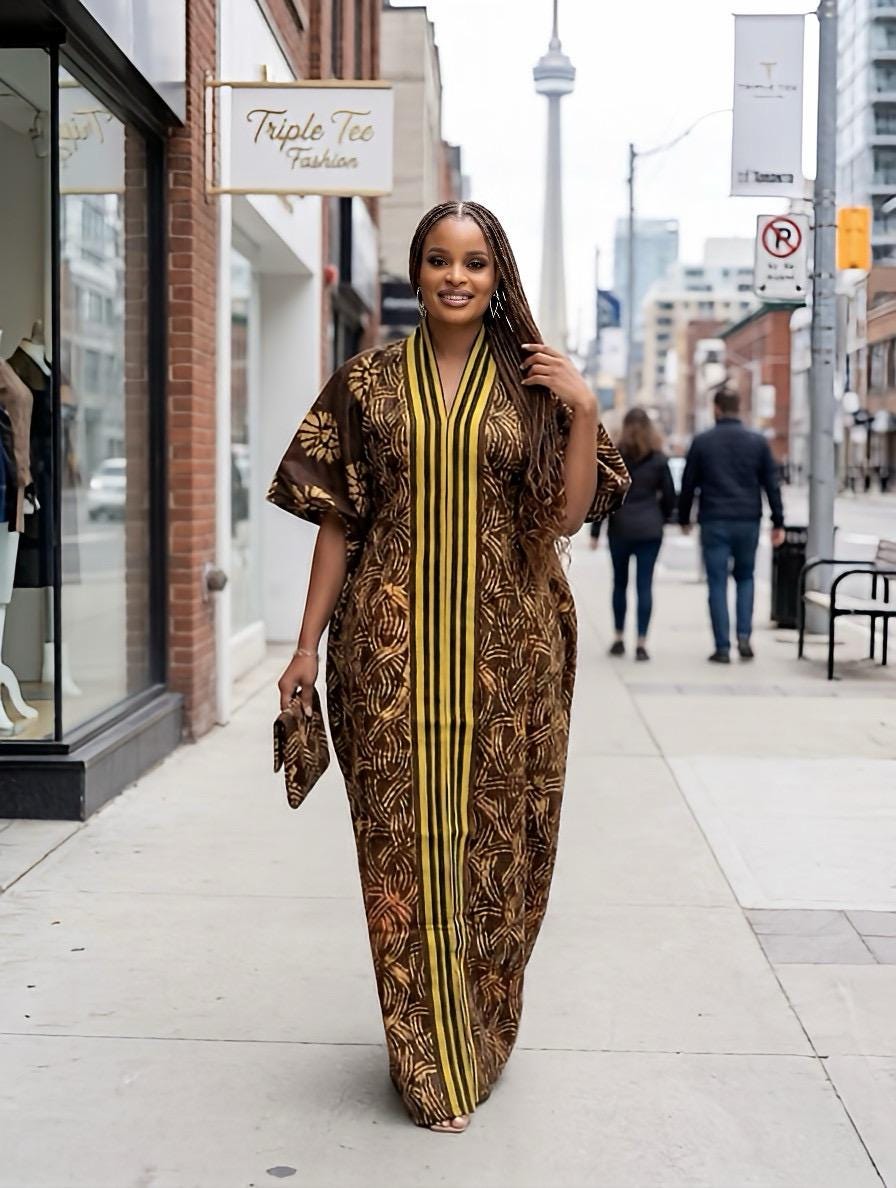 Handmade African Adire Batik Kaftan Dress | Nigerian Boubou